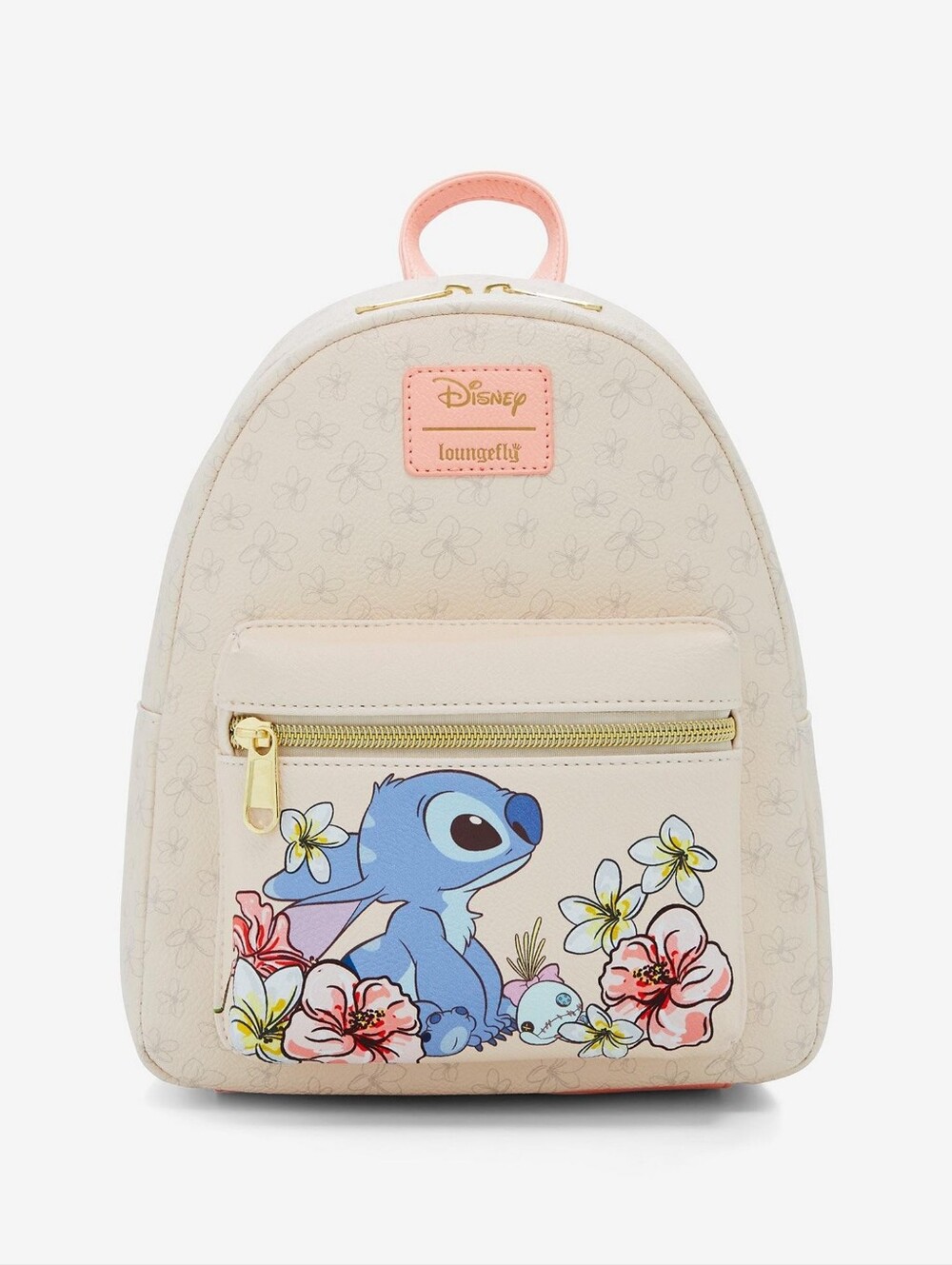 Loungefly Cream & Pink Stitch Floral Mini Backpack